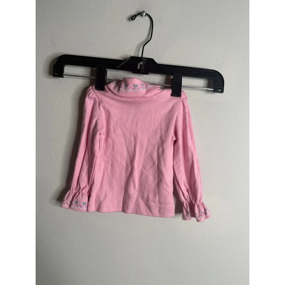 OshKosh B'Gosh Baby 6-9M Vintage Pink Floral Embroidered Ruffle‎ Long Sleeve Top